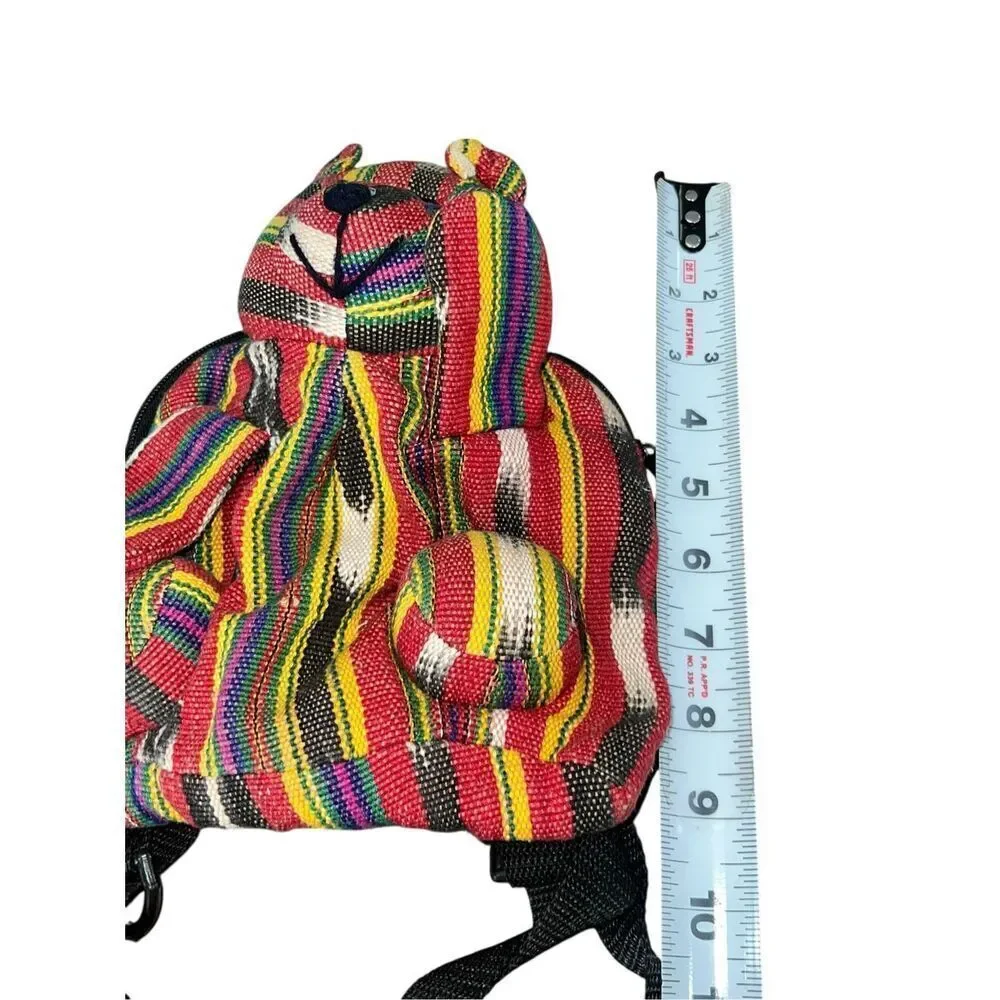 RUTH Y NOHEMI Multicolored Color Small Bear Backpack Hand Made In GUATEMALA